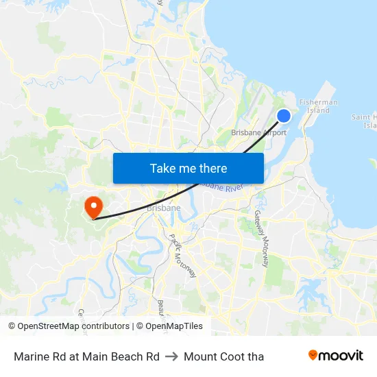 Marine Rd at Main Beach Rd to Mount Coot tha map