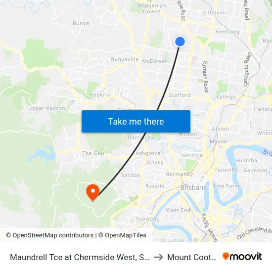 Maundrell Tce at Chermside West, Stop 48 to Mount Coot tha map