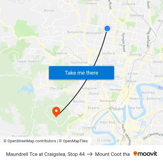Maundrell Tce at Craigslea, Stop 44 to Mount Coot tha map