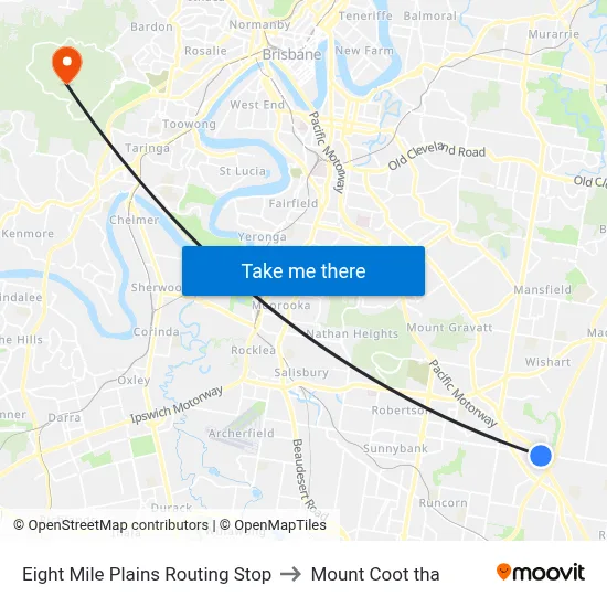 Eight Mile Plains Routing Stop to Mount Coot tha map
