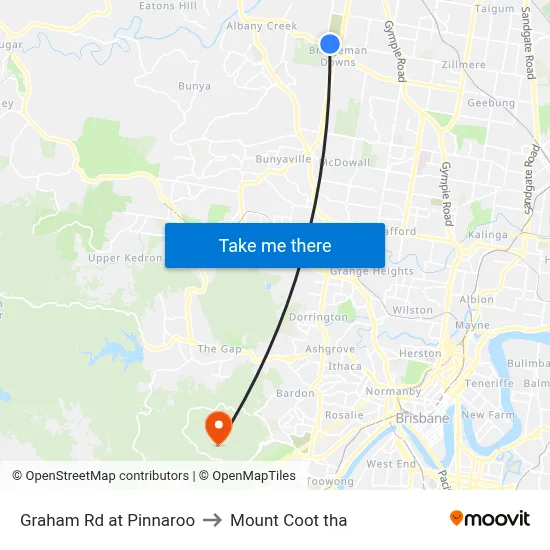 Graham Rd at Pinnaroo to Mount Coot tha map