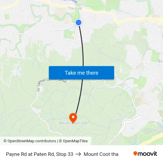 Payne Rd at Paten Rd, Stop 33 to Mount Coot tha map