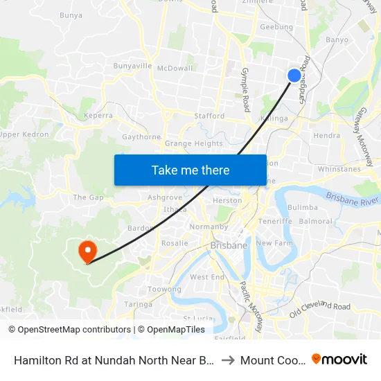 Hamilton Rd at Nundah North Near Bayview Tce to Mount Coot tha map