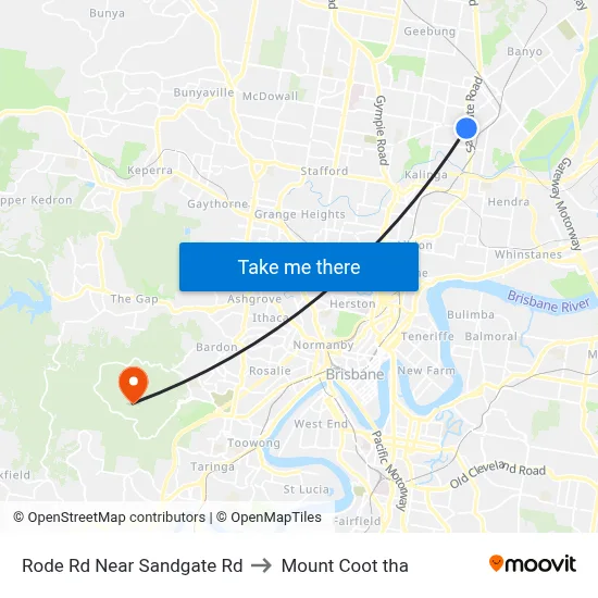 Rode Rd Near Sandgate Rd to Mount Coot tha map