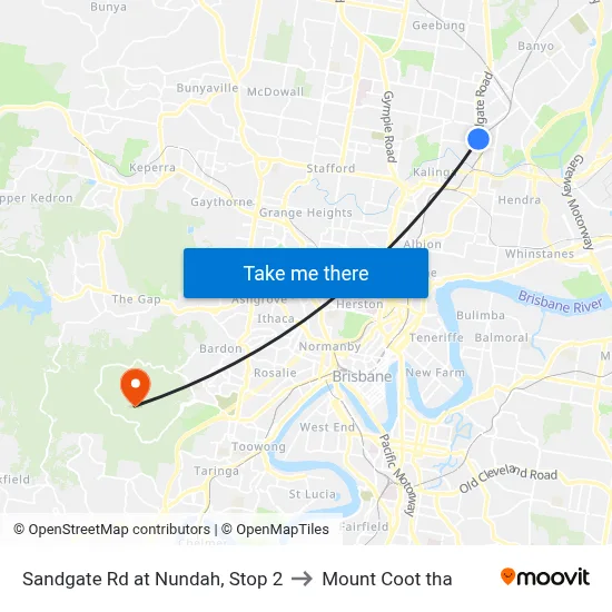 Sandgate Rd at Nundah, Stop 2 to Mount Coot tha map