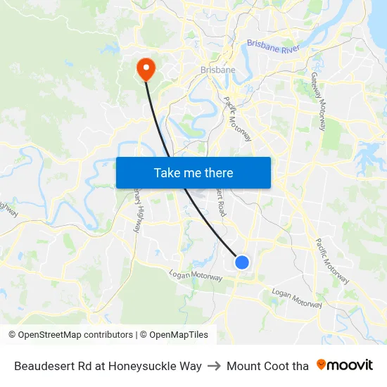 Beaudesert Rd at Honeysuckle Way to Mount Coot tha map