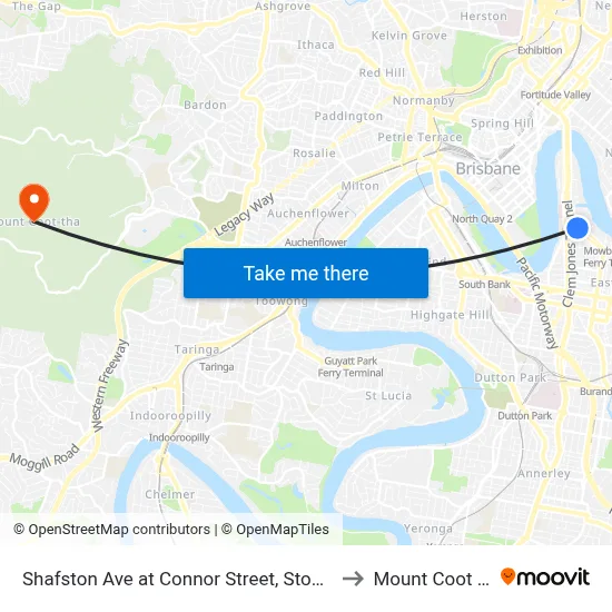 Shafston Ave at Connor Street, Stop 10/6 to Mount Coot tha map