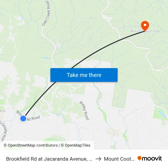 Brookfield Rd at Jacaranda Avenue, Stop 43 to Mount Coot tha map