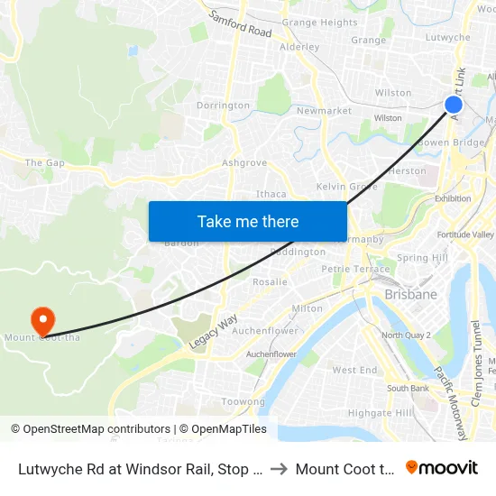 Lutwyche Rd at Windsor Rail, Stop 13 to Mount Coot tha map
