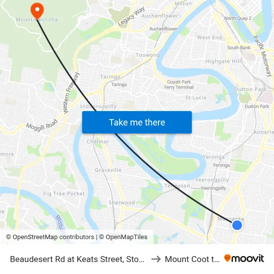Beaudesert Rd at Keats Street, Stop 35 to Mount Coot tha map