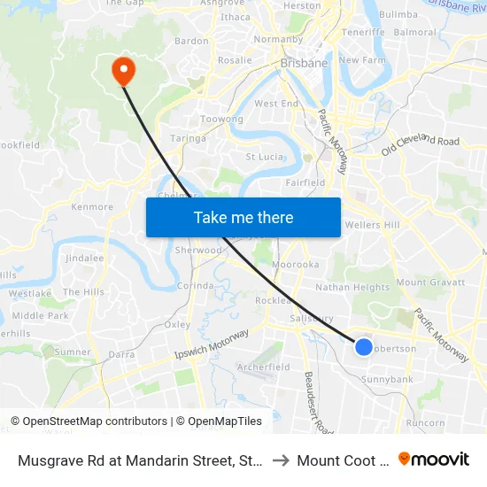 Musgrave Rd at Mandarin Street, Stop 54 to Mount Coot tha map