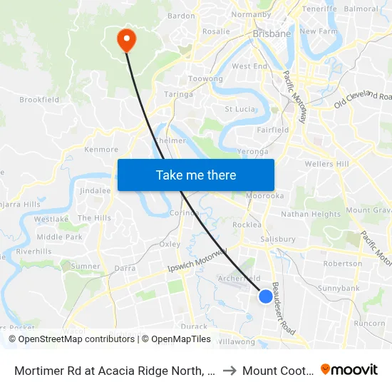 Mortimer Rd at Acacia Ridge North, Stop 59 to Mount Coot tha map