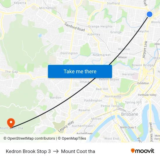 Kedron Brook Stop 3 to Mount Coot tha map