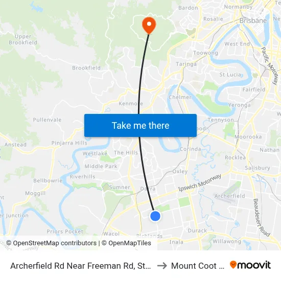 Archerfield Rd Near Freeman Rd, Stop 71 to Mount Coot tha map