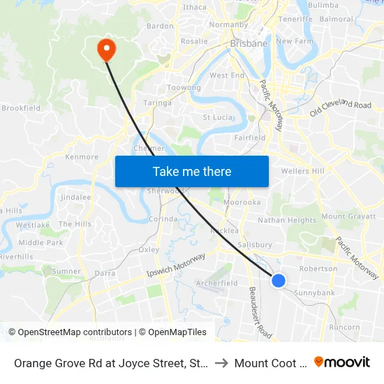 Orange Grove Rd at Joyce Street, Stop 57 to Mount Coot tha map