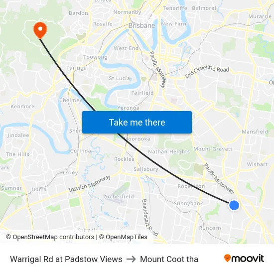 Warrigal Rd at Padstow Views to Mount Coot tha map
