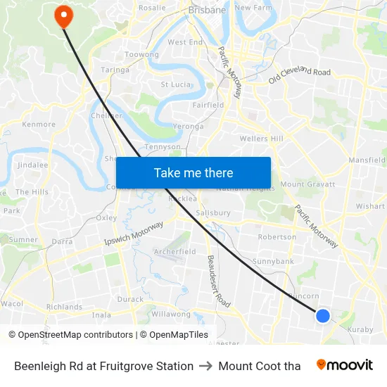 Beenleigh Rd at Fruitgrove Station to Mount Coot tha map