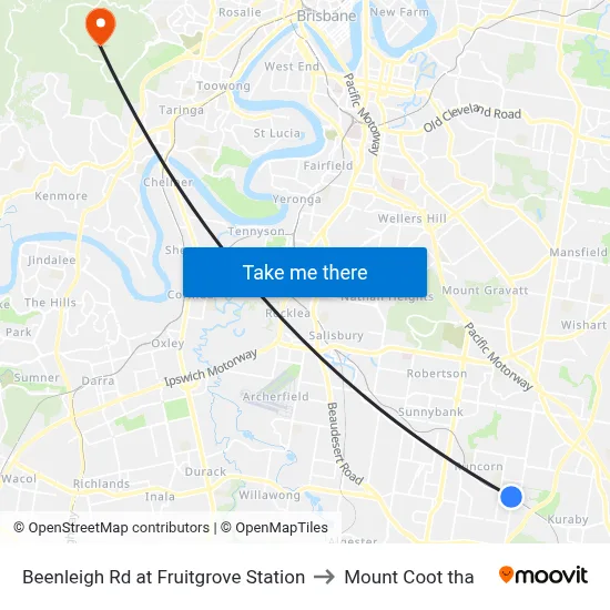 Beenleigh Rd at Fruitgrove Station to Mount Coot tha map