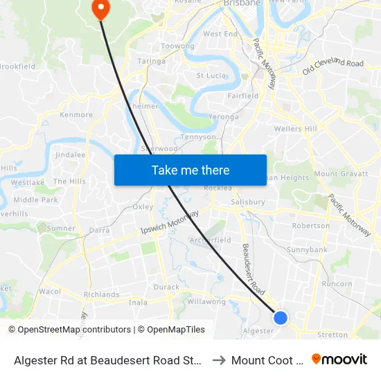 Algester Rd at Beaudesert Road Stop 76 to Mount Coot tha map