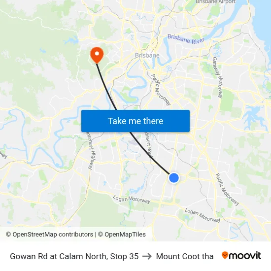 Gowan Rd at Calam North, Stop 35 to Mount Coot tha map