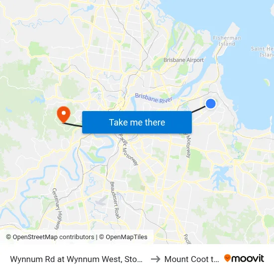 Wynnum Rd at Wynnum West, Stop 55 to Mount Coot tha map