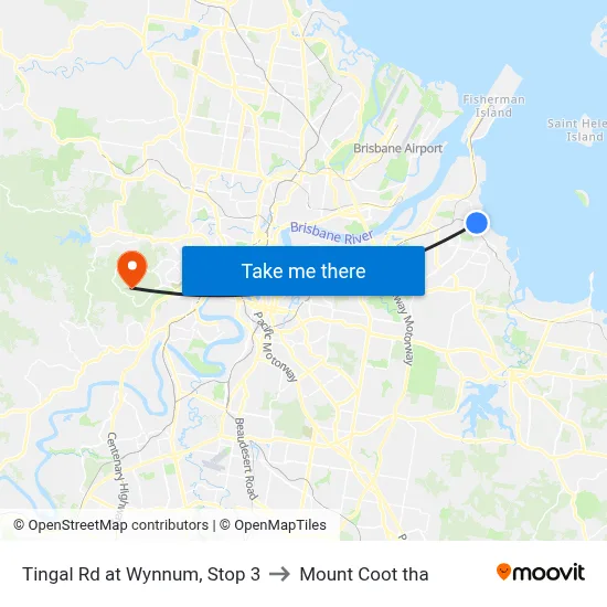 Tingal Rd at Wynnum, Stop 3 to Mount Coot tha map