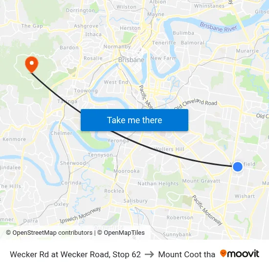 Wecker Rd at Wecker Road, Stop 62 to Mount Coot tha map