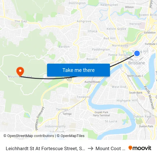 Leichhardt St At Fortescue Street, Stop 1 to Mount Coot tha map