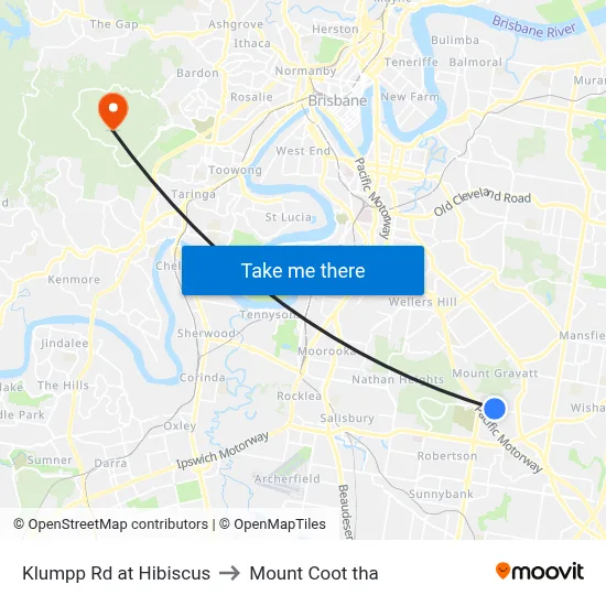 Klumpp Rd at Hibiscus to Mount Coot tha map
