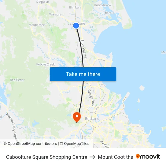 Caboolture Square Shopping Centre to Mount Coot tha map
