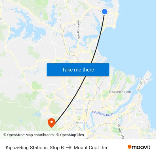 Kippa-Ring Stations, Stop B to Mount Coot tha map