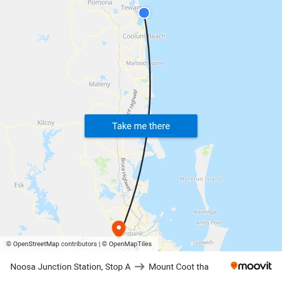 Noosa Junction Station, Stop A to Mount Coot tha map