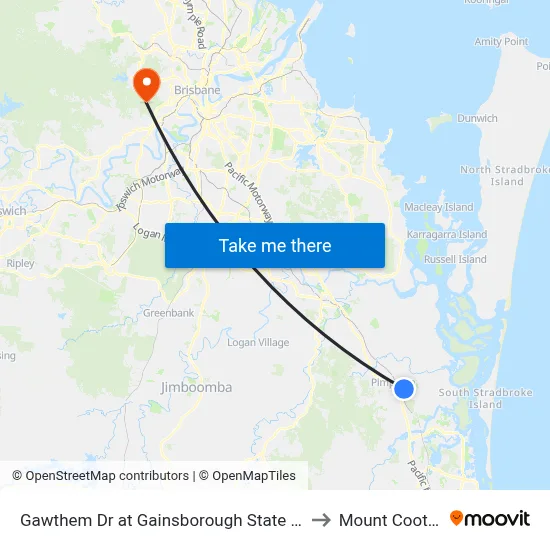 Gawthem Dr at Gainsborough State School to Mount Coot tha map