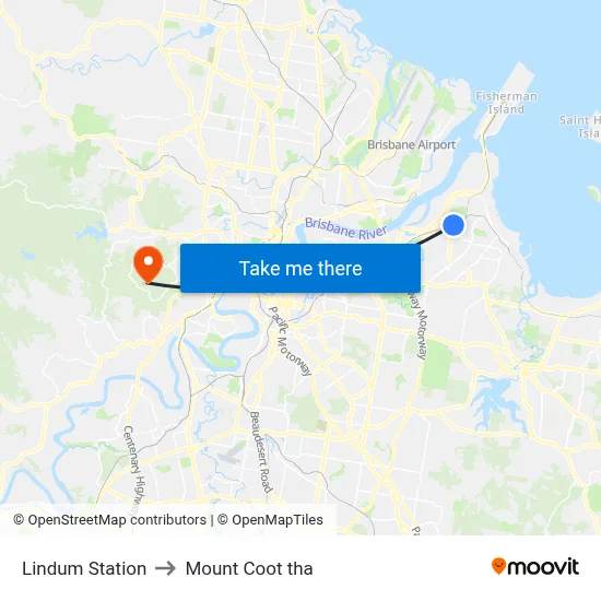 Lindum Station to Mount Coot tha map