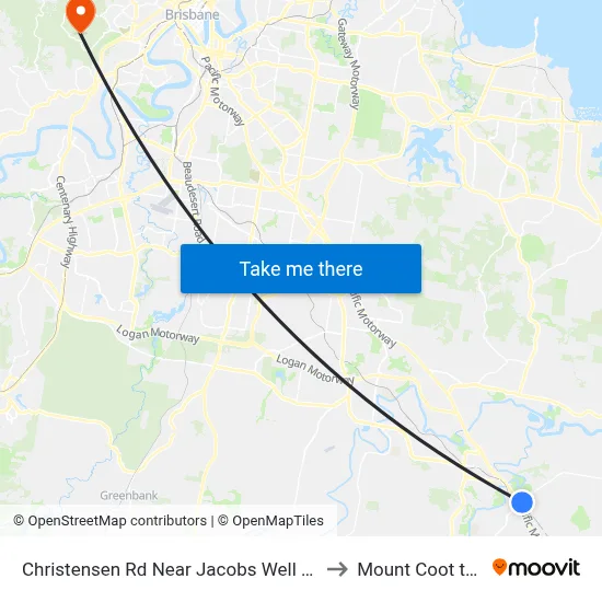 Christensen Rd Near Jacobs Well Rd to Mount Coot tha map