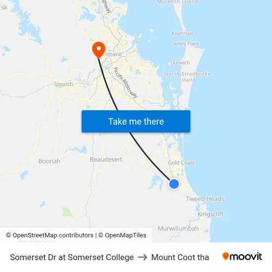 Somerset Dr at Somerset College to Mount Coot tha map