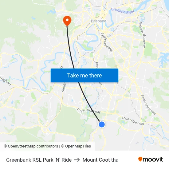 Greenbank RSL Park 'N' Ride to Mount Coot tha map