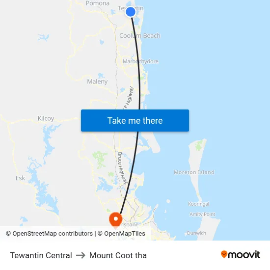 Tewantin Central to Mount Coot tha map
