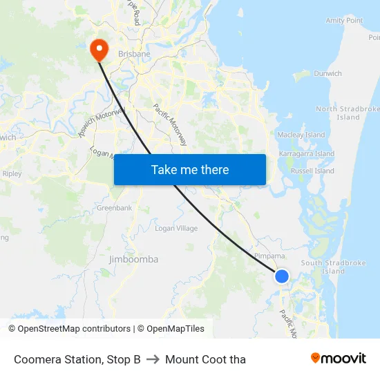 Coomera Station, Stop B to Mount Coot tha map