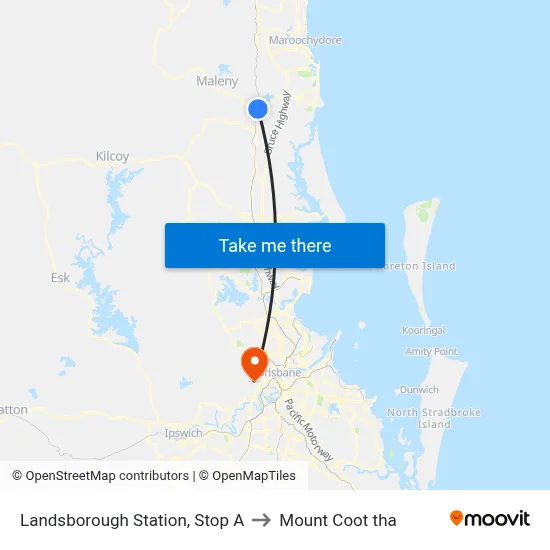 Landsborough Station, Stop A to Mount Coot tha map