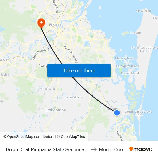 Dixon Dr at Pimpama State Secondary College to Mount Coot tha map