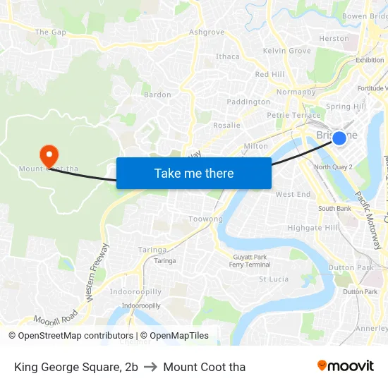 King George Square, 2b to Mount Coot tha map