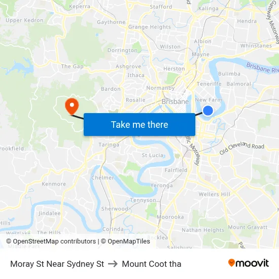 Moray St Near Sydney St to Mount Coot tha map