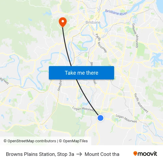Browns Plains Station, Stop 3a to Mount Coot tha map
