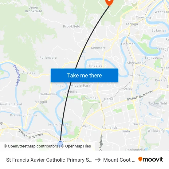 St Francis Xavier Catholic Primary School to Mount Coot tha map