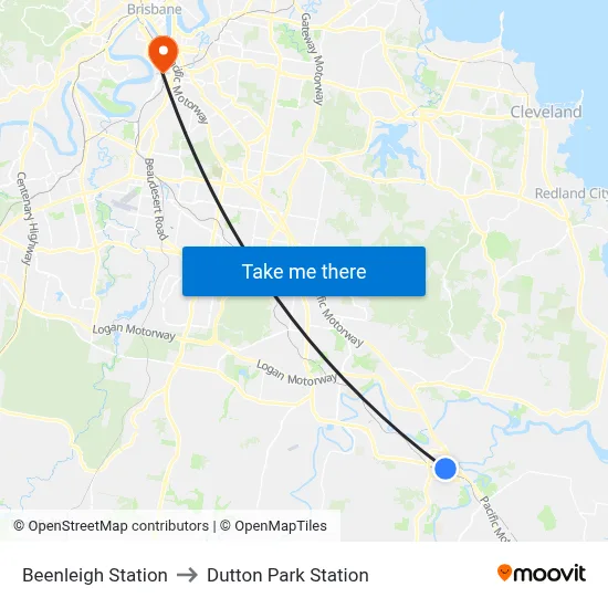 Beenleigh Station to Dutton Park Station map