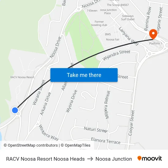 RACV Noosa Resort Noosa Heads to Noosa Junction map