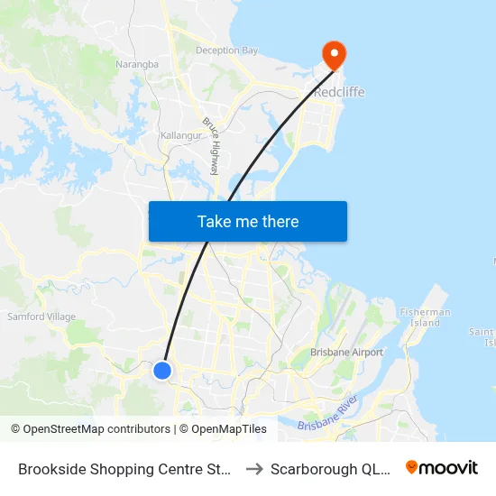 Brookside Shopping Centre Station, Platform A to Scarborough QLD Australia map
