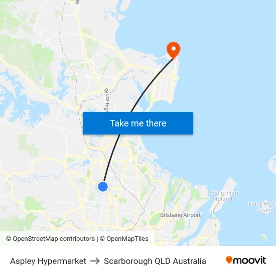 Aspley Hypermarket to Scarborough QLD Australia map