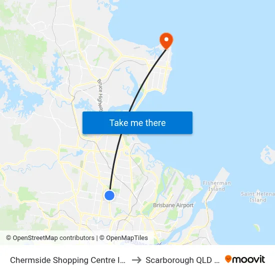 Chermside Shopping Centre Interchange B to Scarborough QLD Australia map